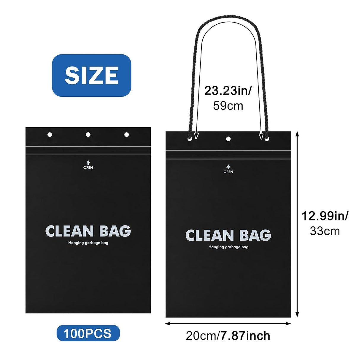 100Pcs Disposable Car Trash Bags Black