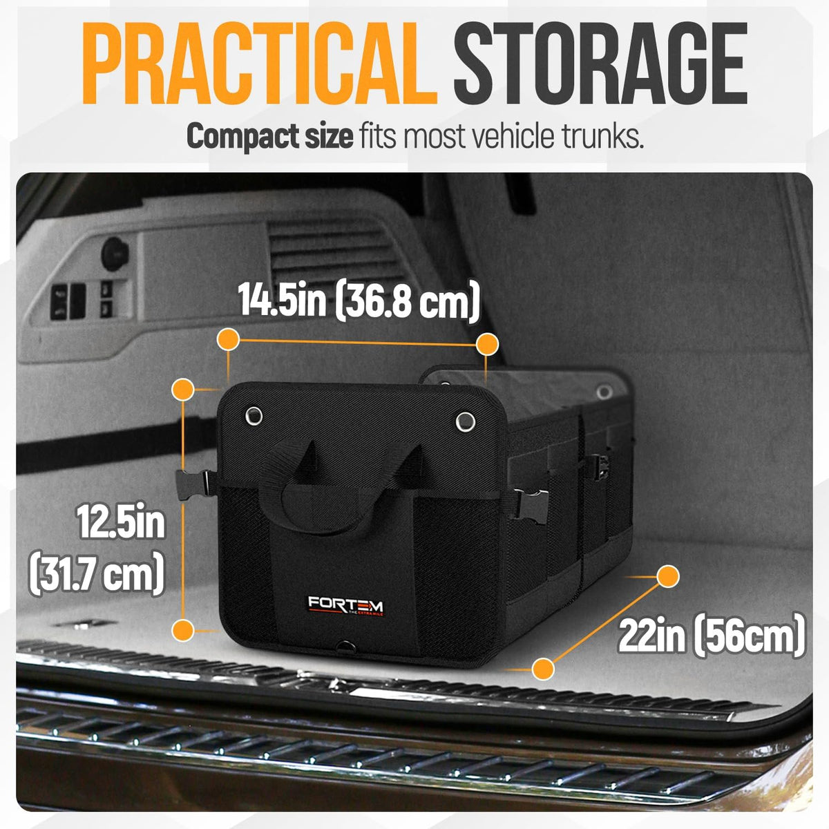 FORTEM Trunk Organizer - Collapsible Car Organizer & Storage Bag for SUVs