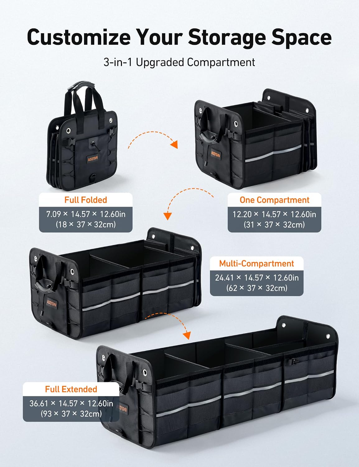 AstroAI Car Trunk Organizer Storage Portable Collapsible Large