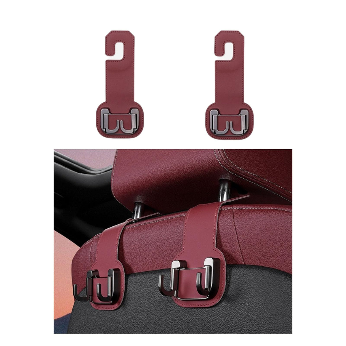 Headrest Hooks for Car, Car Seat Back Organizer Storage Hook, 2 Pack, Black