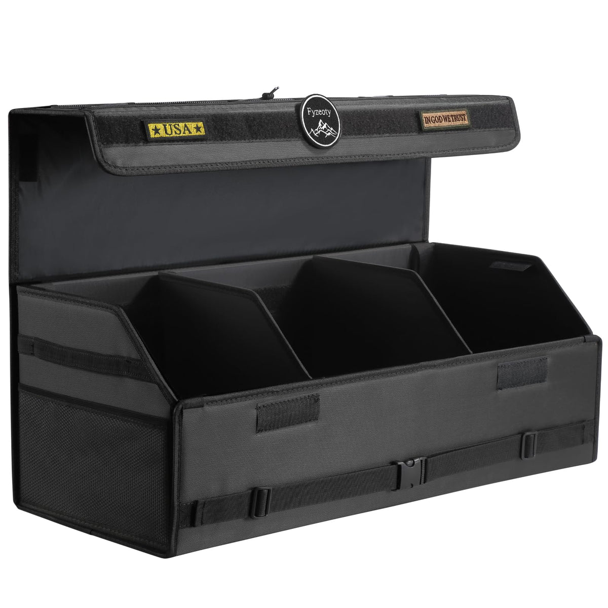 Fyzeoty Car Trunk Organizer for SUV and Sedan, Black, 16.5 inches