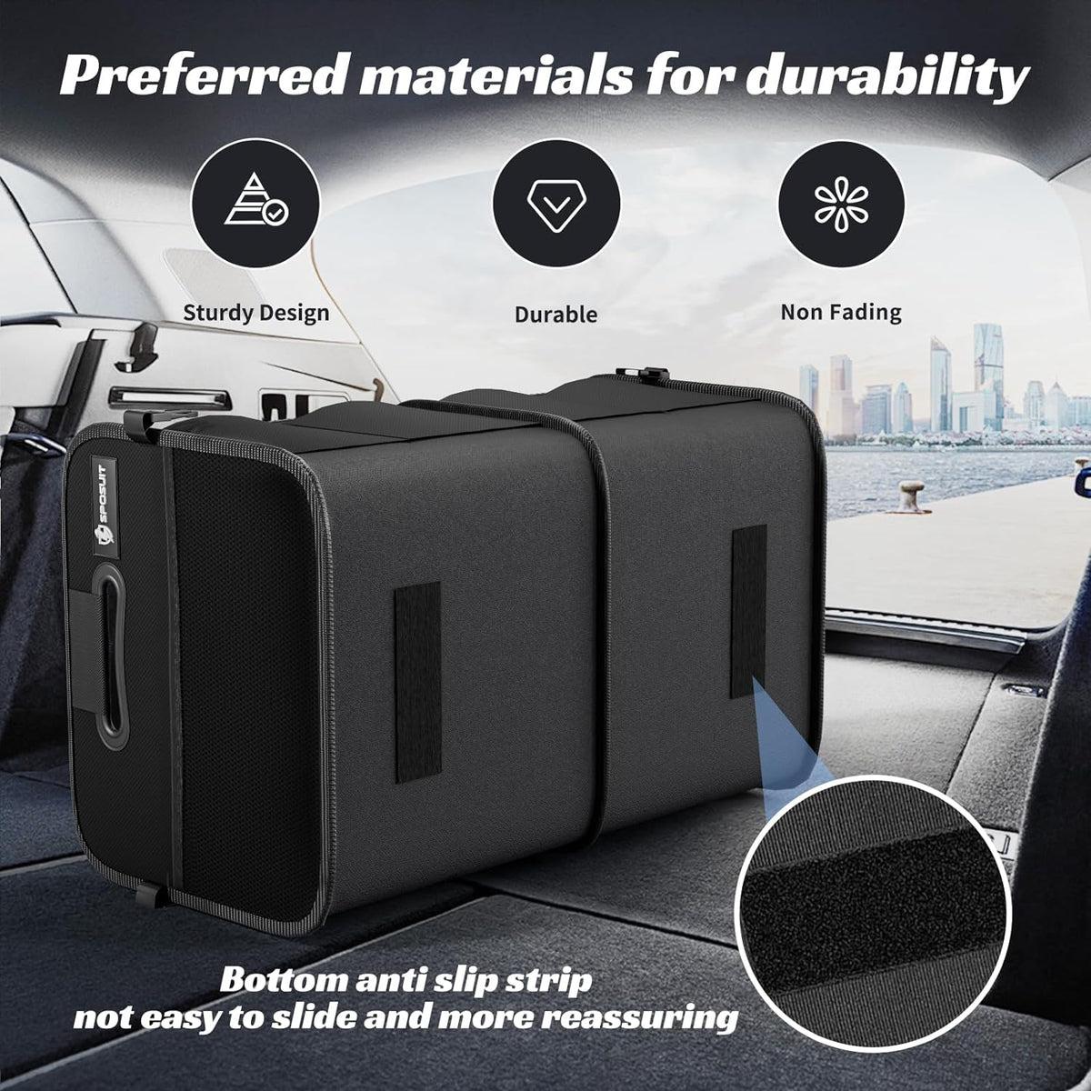 Sposuit Trunk Organizer for Car - 70L Collapsible Sturdy Car Storage, Black