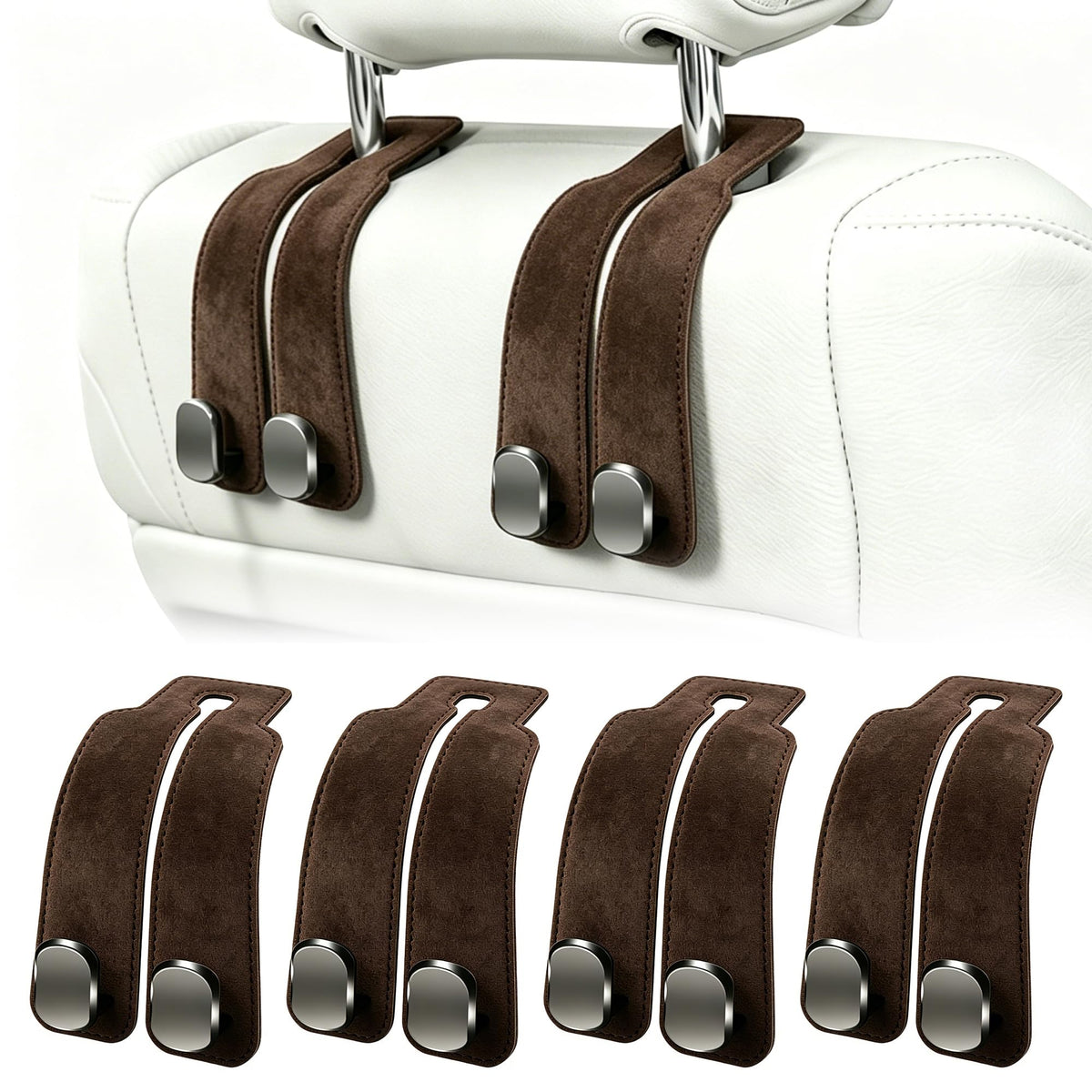 Amelity Car Headrest Hooks, Purse Hook for Car 2 Pack Beige
