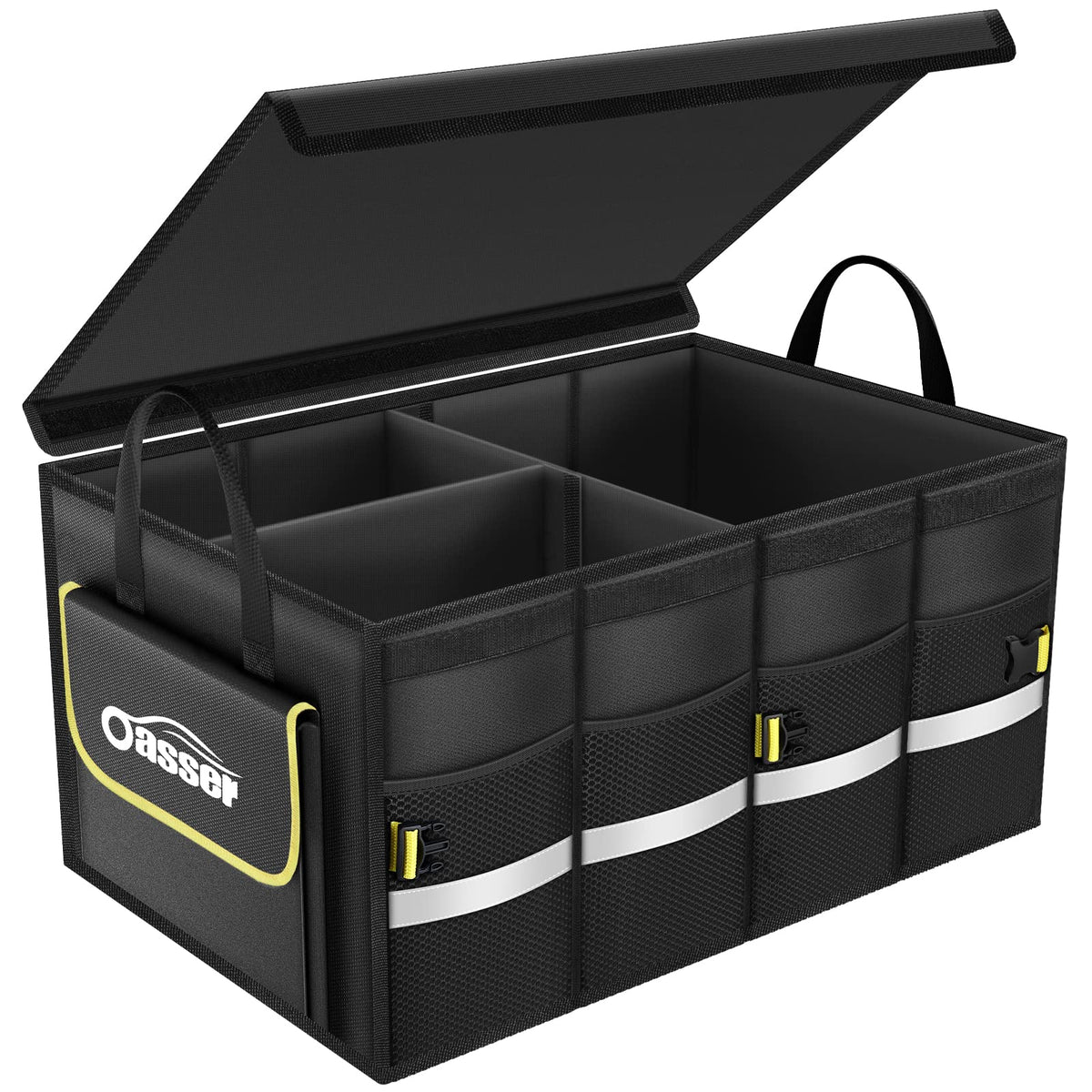 Oasser Trunk Organizer with Sturdy Hard Lid, Large, Black