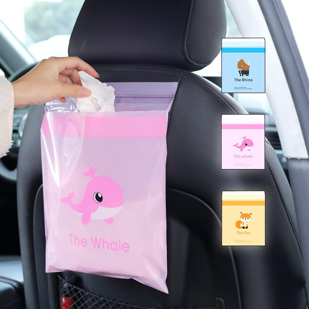 Car Trash Bag,Portable Stick-On Disposable Self-adhesive Vehicle-mounted Car Garbage Bags Leak-proof Vomit Bag Kitchen Waterproof Storage Bag (60pcs)