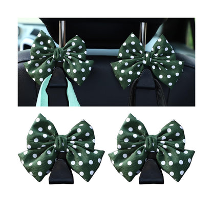 Mandark 2PCS Bow Car Headrest Hooks for Bags, Black Line