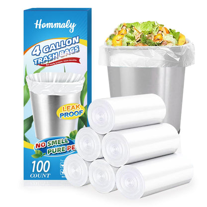 Hommaly 2 Gallon (1.8-2 Gal)120 pcs Small Clear Trash Bags, Strong 1.8 Gallon Garbage Bags, Bathroom Trash Can Bin Liners Unscented, Mini Plastic Bags for Office, Waste Basket Liner,Fit 6,7,8 Liters
