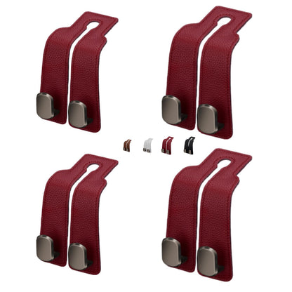 Coozyland Car Hooks, Coozy Land Metal Multi-Function Leather Car Headrest Hooks, Universal Double Hook Car Seat Back Storage Hooks for Wallets, Handbags, Bottles, Trash Bags, etc (Red 2-Pack)