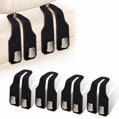 2 Pack Car Headrest Hooks, Dual Metal Hooks, Stylish Black