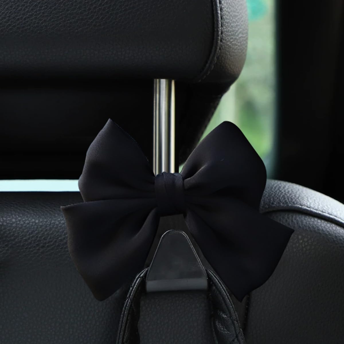Mandark 2PCS Bow Car Headrest Hooks for Bags, Black Line