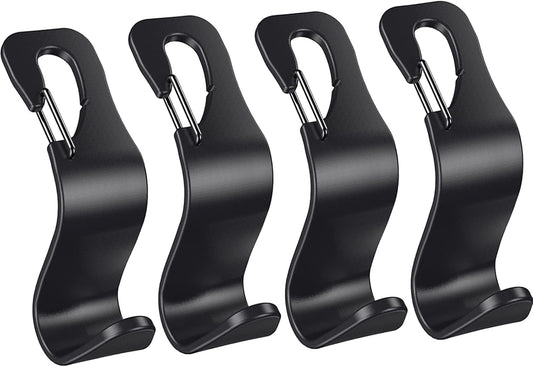 4 Pack Car Back Seat Headrest Hook Hanger for Purse Grocery Bag Handbag Hat, Purse Hook for Car with Clip