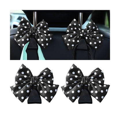 Mandark 2PCS Bow Car Headrest Hooks for Bags, Black Line