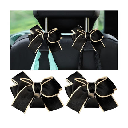 Mandark 2PCS Bow Car Headrest Hooks for Bags, Black Line
