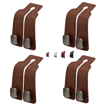 Coozyland Car Hooks, Coozy Land Metal Multi-Function Leather Car Headrest Hooks, Universal Double Hook Car Seat Back Storage Hooks for Wallets, Handbags, Bottles, Trash Bags, etc (Red 2-Pack)