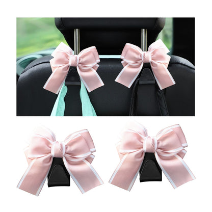Mandark 2PCS Bow Car Headrest Hooks for Bags, Black Line