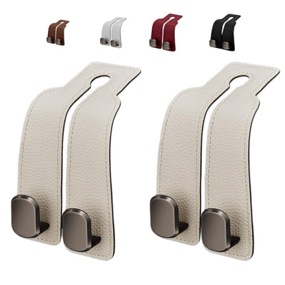 Coozyland Car Hooks, Coozy Land Metal Multi-Function Leather Car Headrest Hooks, Universal Double Hook Car Seat Back Storage Hooks for Wallets, Handbags, Bottles, Trash Bags, etc (Red 2-Pack)