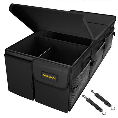 MIKKUPPA Trunk Organizer with Lid - 95L Collapsible Car Organizer, Black