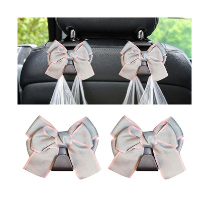 Mandark 2PCS Bow Car Headrest Hooks for Bags, Black Line