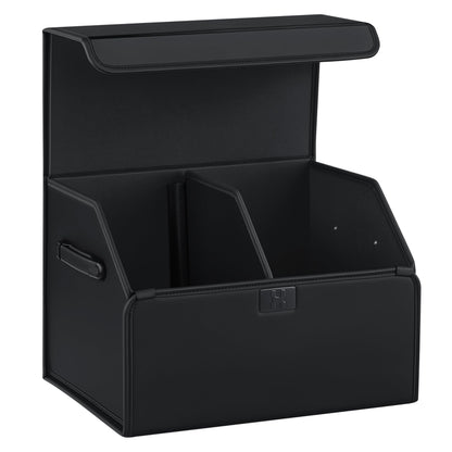 Car Trunk Organizer for SUV & Sedan - Magnetic Lid, Large Capacity PU Leather Waterproof Foldable Storage Box, Adjustable Dividers and Side Handles, Tools, Snacks & Auto Accessories, 29.5"x13"x11.4"