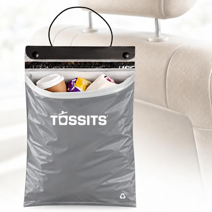 Tossits Hanging Car Trash & Garbage Bags, Disposable, Black 21 Count