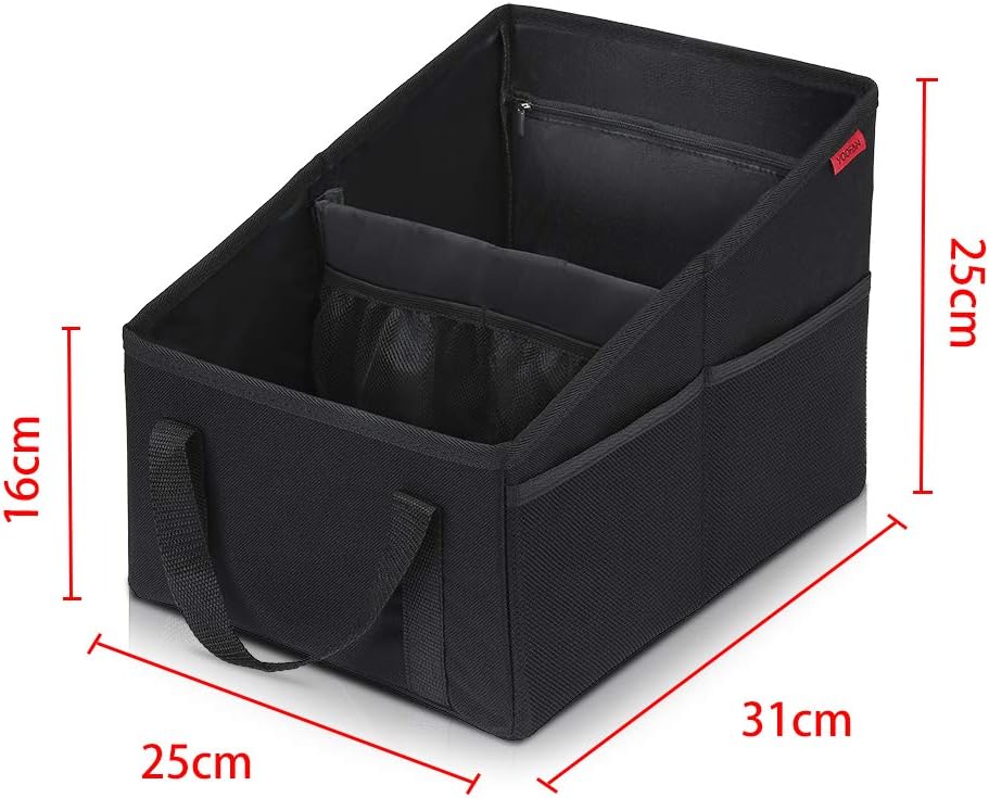 YOOFAN Car Seat Organizer - Passenger Seat Organizer, Collapsible Small Car Seat Storage Organizer for Console Front/Back, Automotive Backseat Organizer with Belt 4 Cup Holders for Kids Accessories