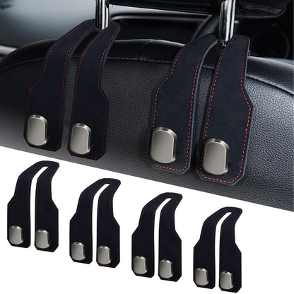 Car Purse Hook, Car Seat Headrest Hooks, Grey Leather 2 Pack