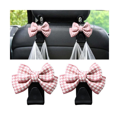 Mandark 2PCS Bow Car Headrest Hooks for Bags, Black Line