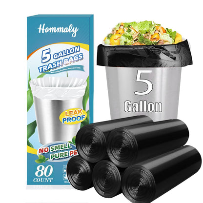 Hommaly 2 Gallon (1.8-2 Gal)120 pcs Small Clear Trash Bags, Strong 1.8 Gallon Garbage Bags, Bathroom Trash Can Bin Liners Unscented, Mini Plastic Bags for Office, Waste Basket Liner,Fit 6,7,8 Liters