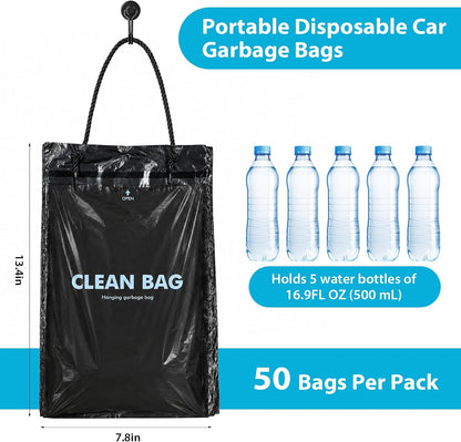 50 PCS Disposable Hanging Car Trash Bags, 2 Gallon Garbage Bags(13.4"x7.8")
