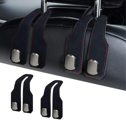 Car Purse Hook, Car Seat Headrest Hooks, Grey Leather 2 Pack