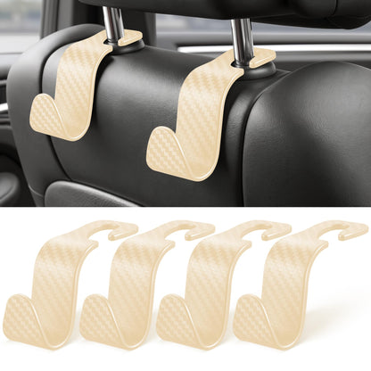 SINGARO 4 Pack Car Seat Headrest Hooks, Vehicle Back Seat Hanger Storage Organizer for Purse Handbag Backpack Coat Grocery, 360° Rotating Heavy Duty Holds 44lbs, Black