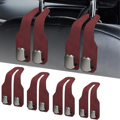 Car Purse Hook, Car Seat Headrest Hooks, Grey Leather 2 Pack