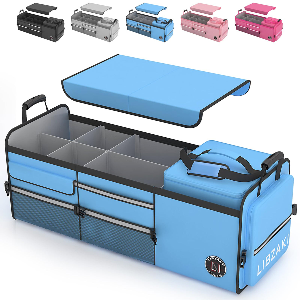 LIBZAKI Car Trunk Storage Organizer, Collapsible Trunk Storage Box for Car Truck SUV-Pink