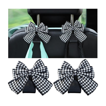Mandark 2PCS Bow Car Headrest Hooks for Bags, Black Line