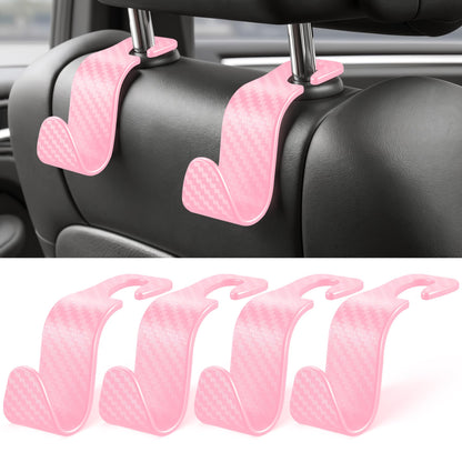 SINGARO 4 Pack Car Seat Headrest Hooks, Vehicle Back Seat Hanger Storage Organizer for Purse Handbag Backpack Coat Grocery, 360° Rotating Heavy Duty Holds 44lbs, Black