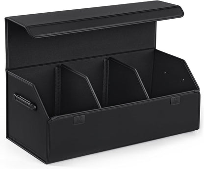Car Trunk Organizer for SUV & Sedan - Magnetic Lid, Large Capacity PU Leather Waterproof Foldable Storage Box, Adjustable Dividers and Side Handles, Tools, Snacks & Auto Accessories, 29.5"x13"x11.4"