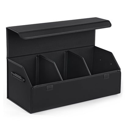 Car Trunk Organizer for SUV & Sedan - Magnetic Lid, Large Capacity PU Leather Waterproof Foldable Storage Box, Adjustable Dividers and Side Handles, Tools, Snacks & Auto Accessories, 29.5"x13"x11.4"