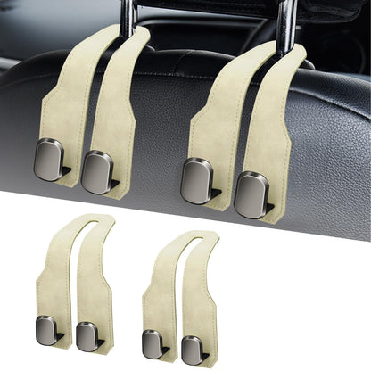 Car Purse Hook, Car Seat Headrest Hooks, Grey Leather 2 Pack