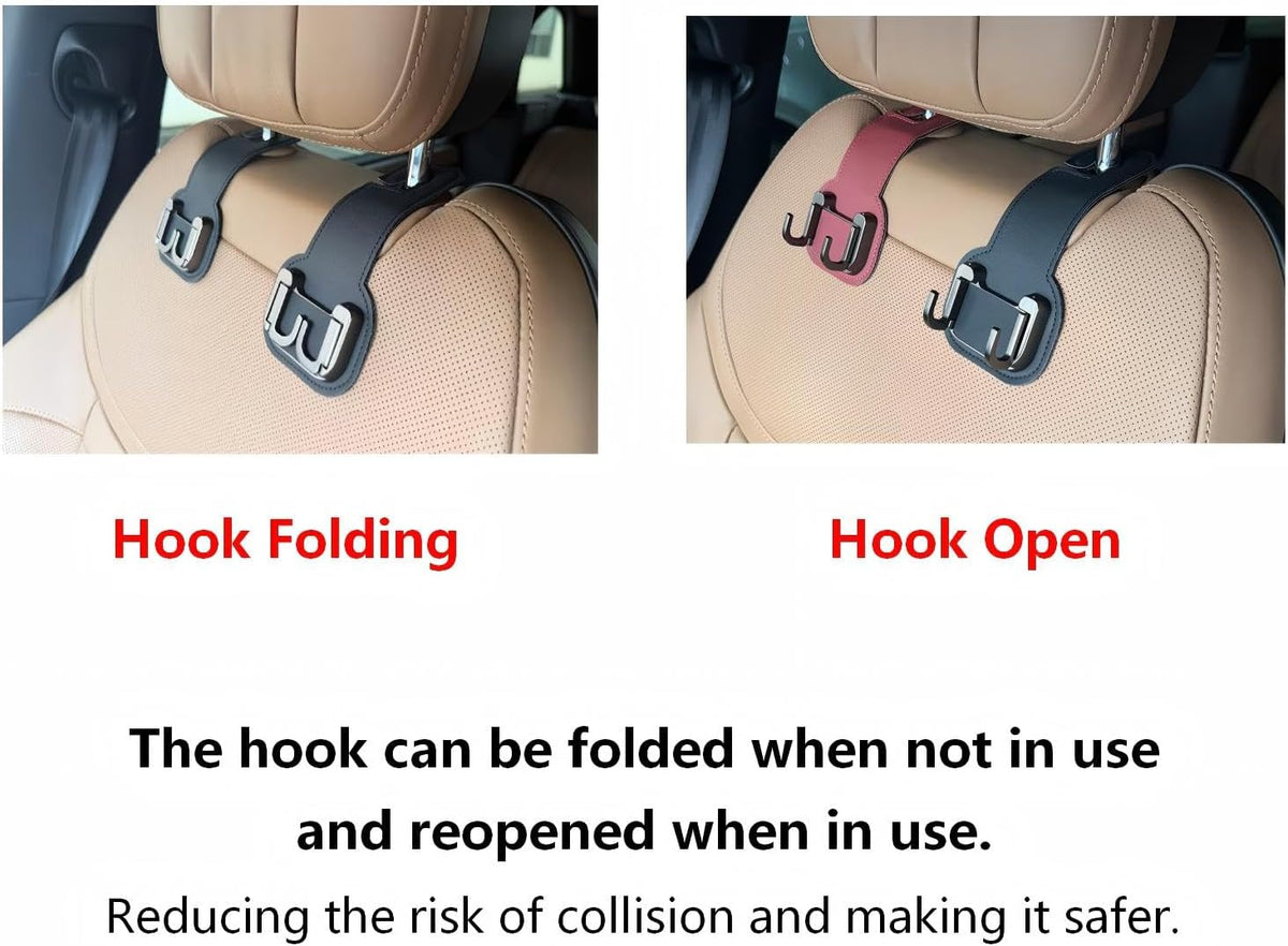 Headrest Hooks for Car, Car Seat Back Organizer Storage Hook, 2 Pack, Black