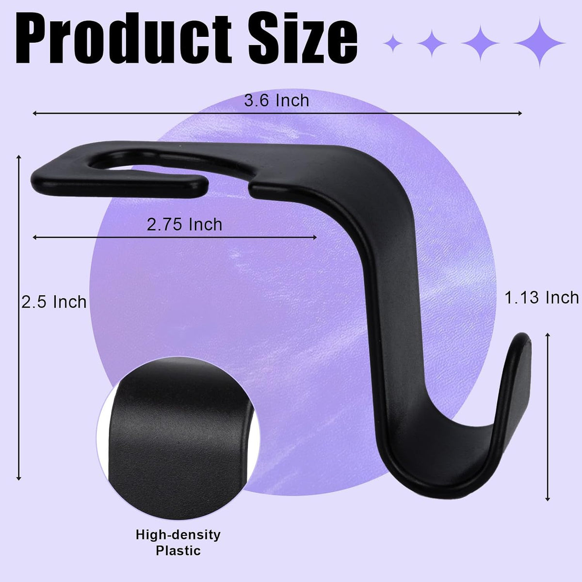 BFXM 6 Pack Car Seat Headrest Hooks,Car Accessories Black