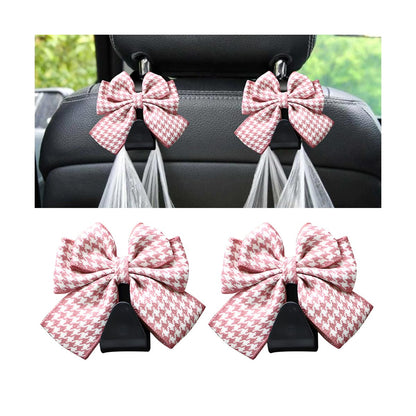 Mandark 2PCS Bow Car Headrest Hooks for Bags, Black Line