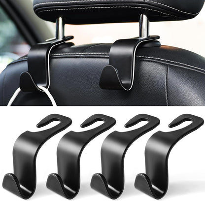 LivTee Car Seat Headrest Hook, Auto Seat Hook Hangers Storage Organizer Interior Accessories for Purse Coats Umbrellas Grocery Bags Handbag, 4-Pack