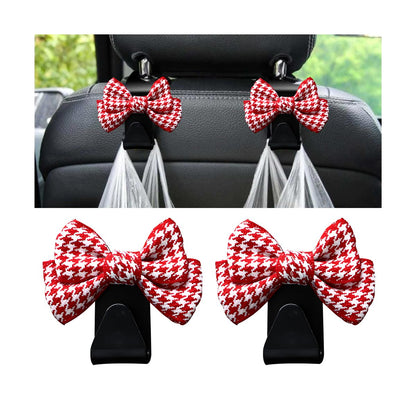 Mandark 2PCS Bow Car Headrest Hooks for Bags, Black Line