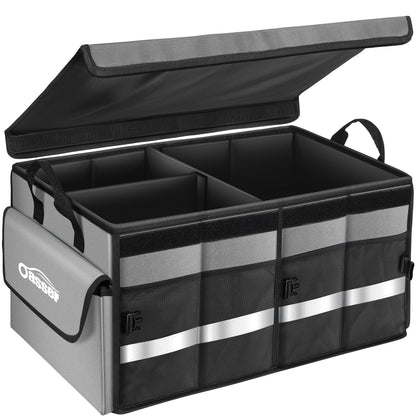 Oasser Trunk Organizer with Sturdy Hard Lid, Large, Black