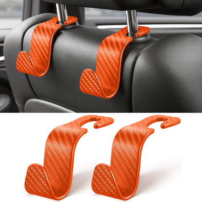 SINGARO 4 Pack Car Seat Headrest Hooks, Vehicle Back Seat Hanger Storage Organizer for Purse Handbag Backpack Coat Grocery, 360° Rotating Heavy Duty Holds 44lbs, Black