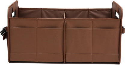 AOKJOY Car Trunk Organizer, Brown, Foldable, Non-slip, Adjustable, Multiple Compartments, 600D Oxford Cloth Material