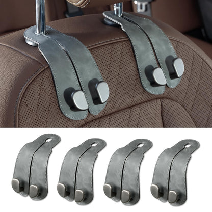 CoBak Purse Hook for Car - Universal Premium Stitched Leather and Aluminum-Magnesium Alloy Double Car Seat Back Storage Hook for Purses, Handbags, Bags (2 Pack),Beige