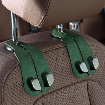 CoBak Purse Hook for Car - Universal Premium Stitched Leather and Aluminum-Magnesium Alloy Double Car Seat Back Storage Hook for Purses, Handbags, Bags (2 Pack),Beige