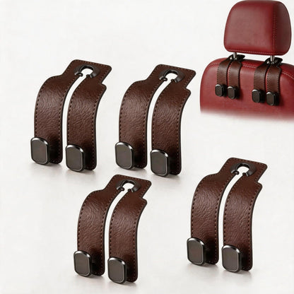 Car Seat Headrest Hooks for Purses and Bags, 4-Pack Heavy Duty Car Seat Hooks with Anti-Slip Pad, Universal Car Backseat Organizer Hanger Accessories for Grocery Bags (Black)