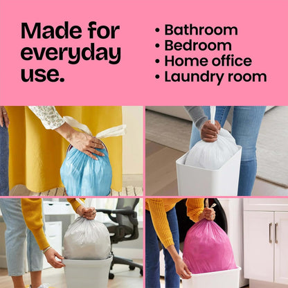 Glad Small Trash Bags, Great for Office, Bathrooms and Bedroom Bins, Cherry Blossom Scented Garbage Bags, Odor Resistant with Drawstring, Febreze Freshness, 4 Gallon Trash Bags, 80 Count